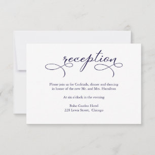 RSVP Cartão de Recepção de Casamento em Azul Naval Eleg