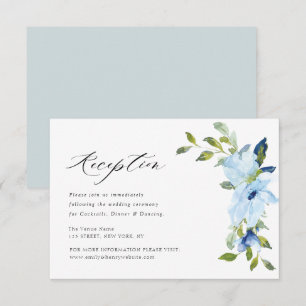 RSVP cartão de recepção de casamento floral azul claro