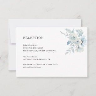 RSVP cartão de recepção de casamento floral azul elegan
