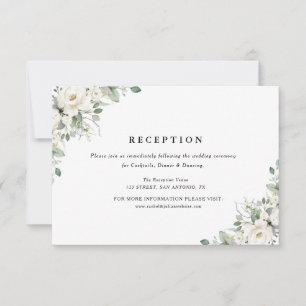 RSVP cartão de recepção de casamento floral branco
