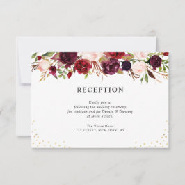 RSVP cartão de recepção de casamento floral burgundy