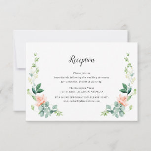 RSVP Cartão de recepção de casamento floral de cor d'ág