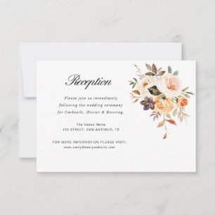 RSVP cartão de recepção de casamento floral de outono