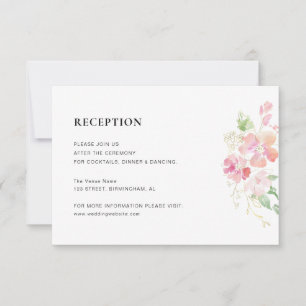 RSVP cartão de recepção de casamento floral dourado e r