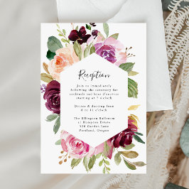 RSVP Cartão de Recepção de Casamento Floral Rosa e Borg