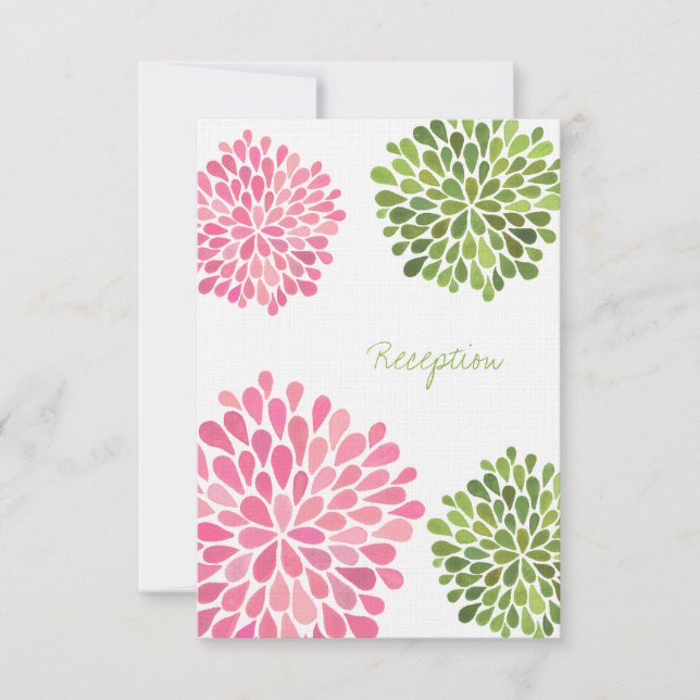 RSVP Cartão de Recepção de Casamento Flores Rosa & Verd (Frente)