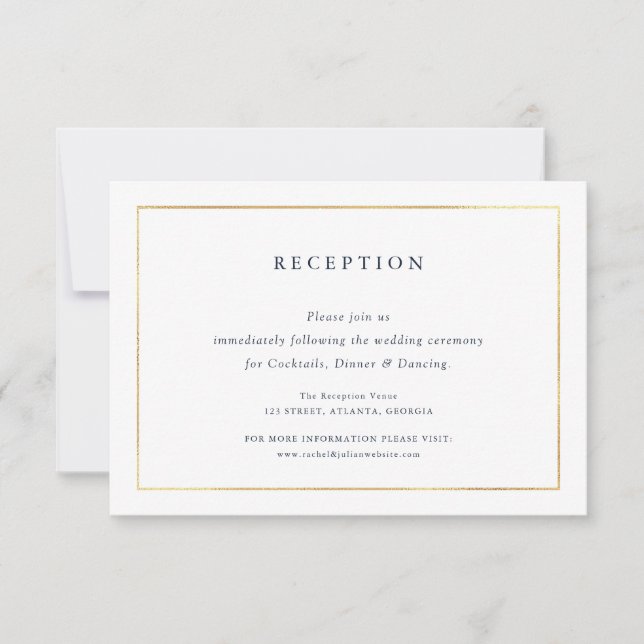 RSVP cartão de recepção de casamento náutica elegante (Frente)