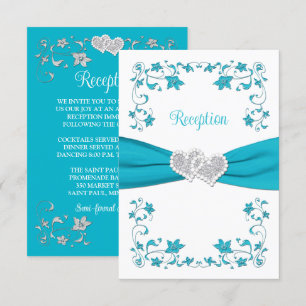 RSVP Cartão de Recepção de Corações Turquesa Azul, Amor
