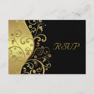 RSVP Cartão de RSVP--Redemoinhos do preto & do ouro