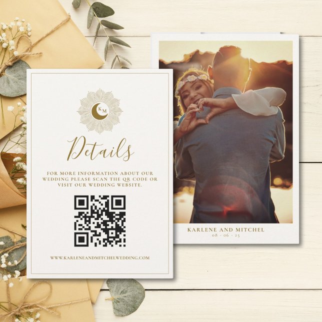 RSVP Cartão Detalhes do Código QR do Eterno Sun e Moon (Criador carregado)