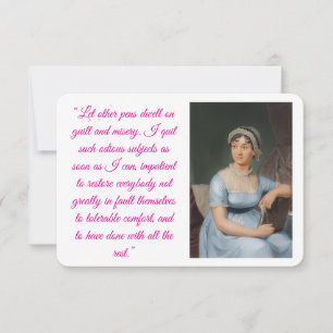 RSVP Cartão Dobrado retrato de Jane Austen mais citação