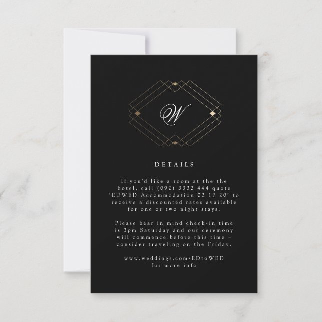 RSVP Cartão Dourado Geométrico Preto Simples (Frente)