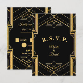 RSVP Cartão Elegante Art Deco Gatsby R.S.V.P.