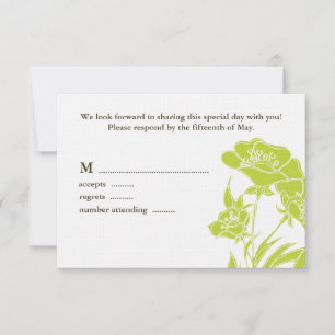 RSVP Cartão floral Chartreuse e de Brown do casamento