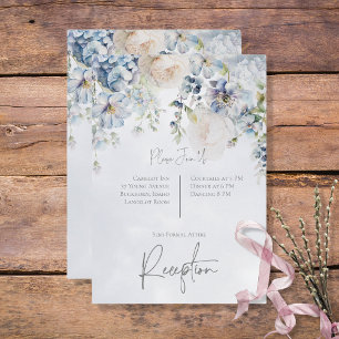 RSVP Cartão Floral Moderno Azul e Branco