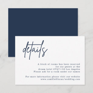 RSVP Cartão marinho Azul de Detalhes do Casamento
