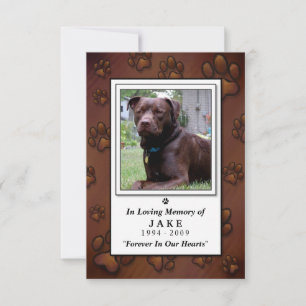 RSVP Cartão Memorial Pet 3,5"x5" - Foto Castanho Chocol