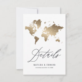 RSVP Cartão metálico de detalhes do casamento do mapa m