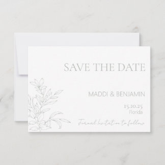 RSVP Cartão Minimalista de Save the Date Floral em Verd