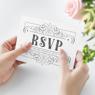 RSVP Cartão ocidental sul preto elegante de Quinceañe