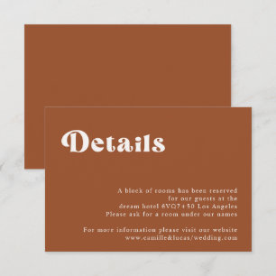 RSVP Cartão Pormenores de Casamento Retro Terracotta