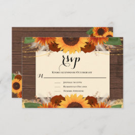 RSVP Cartão RSVP de Casamento de Madeira de Girass