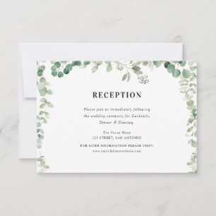 RSVP cartão verde de recepção de casamento eucalyptus