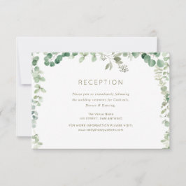 RSVP cartão verde de recepção de casamento eucalyptus