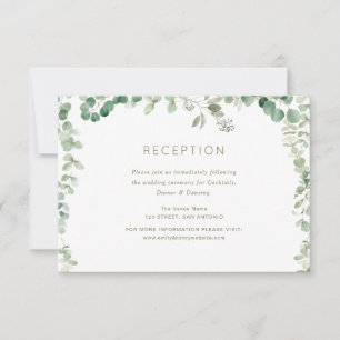 RSVP cartão verde de recepção de casamento eucalyptus