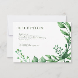 RSVP cartão verde de recepção de casamento foliar de ve