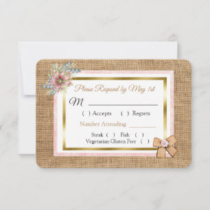 RSVP Cartão Wedding floral de serapilheira rústica