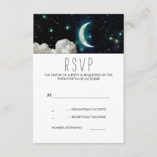 RSVP Cartão Wedding romântico da lua e das estrelas