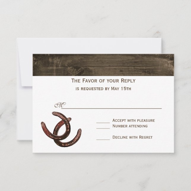 RSVP Cartões RSVP de Casamento de Madeira em País  (Frente)