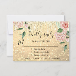 RSVP  Casamento Brilho Noiva Hortelã Brilho Dourad