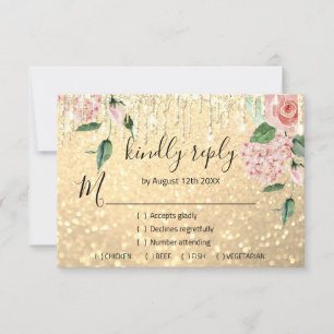 RSVP  Casamento Brilho Noiva Verde-Menta Dourado