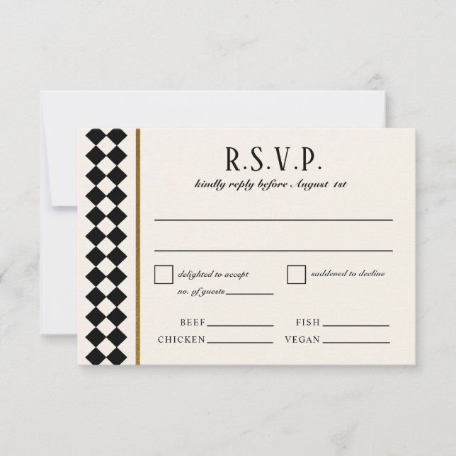 RSVP Casamento de Borda de Cartão de Crédito Preto e Do (Frente)