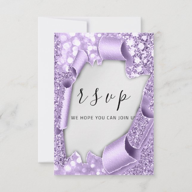 RSVP Casamento de Cinza de Prata - Glama Violeta R (Verso)