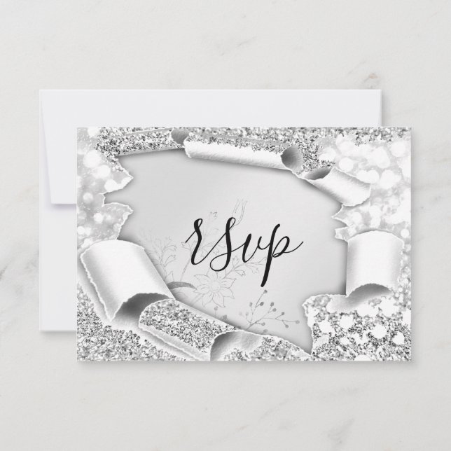 RSVP Casamento de Flores de Prata de Cinzas de Bri (Verso)