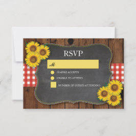 RSVP Casamento de Madeira Rústica Red Check Sunflo
