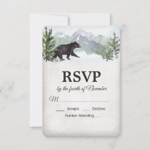 RSVP Casamento de Urso na Floresta Rústica