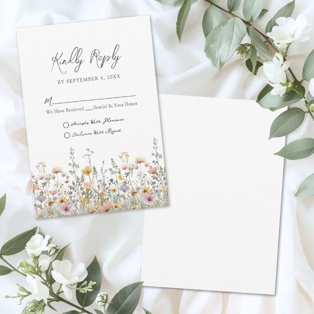 RSVP Casamento Floral de Flores Silvestres (Wildflower Floral Wedding RSVP Card)