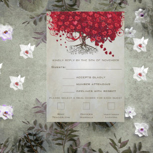 RSVP Casamento Folha Coração Vermelho Maçã