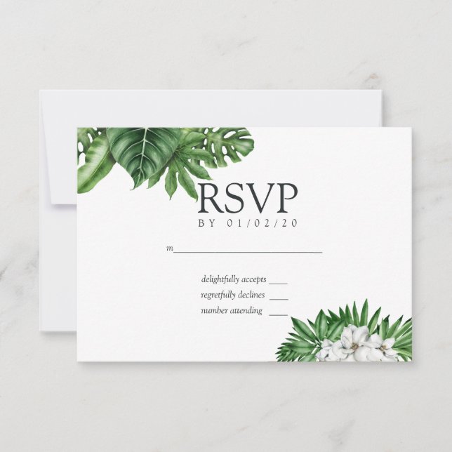 RSVP Casamento Geométrico de Vegetação Tropical (Frente)