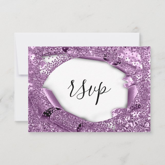 RSVP Casamento Glitter Bridal Bridal Violeta Roxo (Verso)