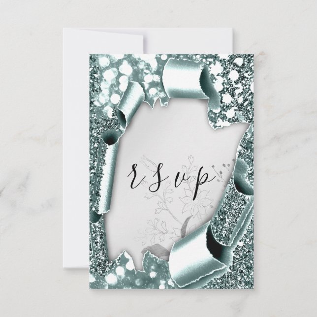 RSVP Casamento Glitter Florals Silver Enfumaçado T (Verso)