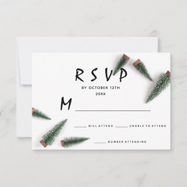 RSVP Casamento Inverno Natal Férias Branco Verde (Frente)