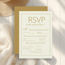 RSVP Casamento Moderno Ivory Gold Escolha de Refei