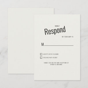 RSVP Casamento Moderno Preto Texto Creme