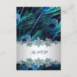 RSVP Casamento Pavão Indiano Azul Prata Azul Real