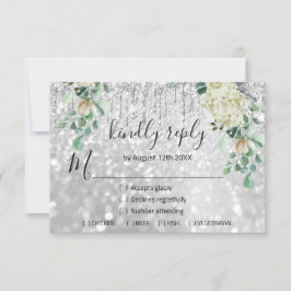 RSVP Casamento Prata Brilho Noiva Hortelã Brilho